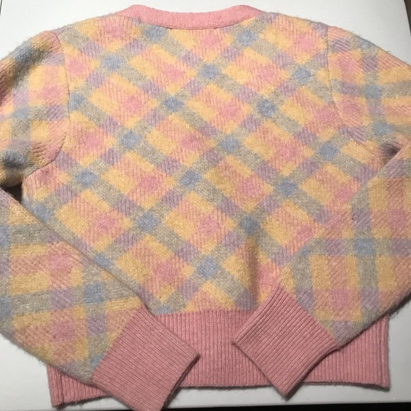 Zara Pastel Knit Argyle Jewel Button Cardigan Sweater - Picture 11 of 13